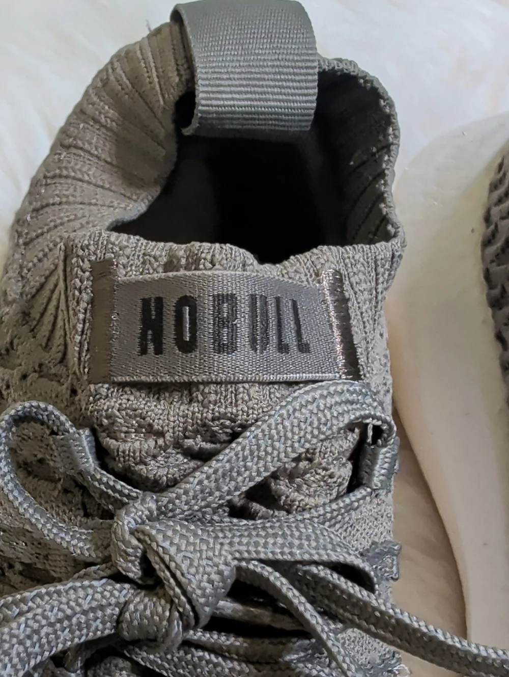 NOBULL Drive Knit Runner in Taupe with White Midsole and Gum Toe